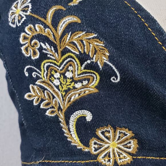 Embroidered Denim Halter Wrap Crop Top Western Cowgirl Rodeo Festival‎ Size S - Picture 2 of 9